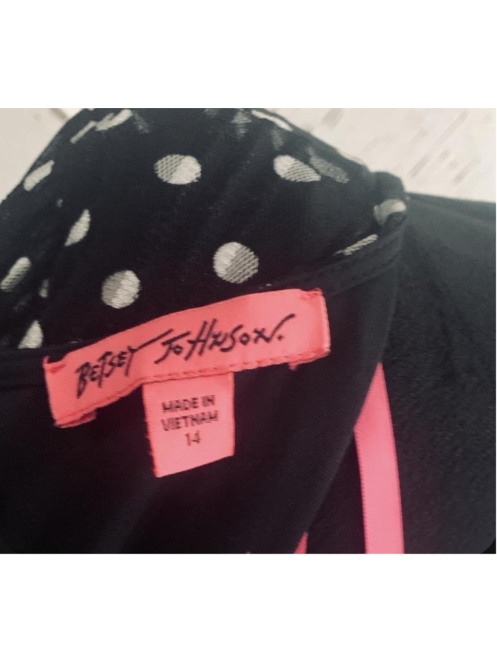 Betsey Johnson Women's Black White Polka Dot Hi-Low Fit & Flare Dress Size 14 - Picture 8 of 8